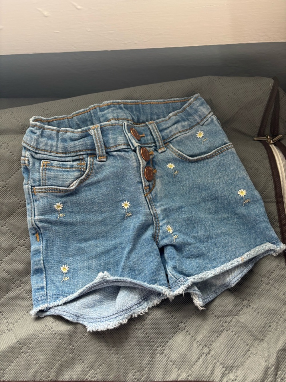 Old Navy Light Blue Denim Shorts with Daisy Embroidery